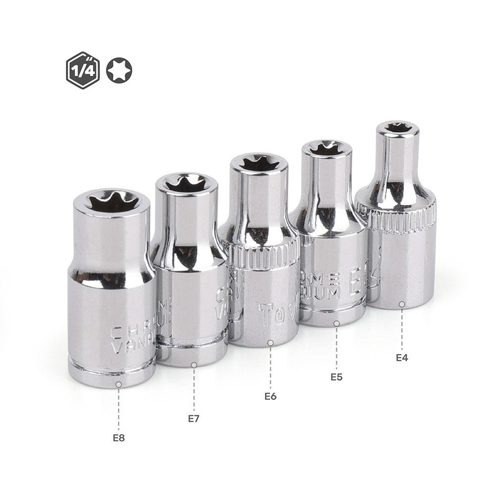 1/4" 3/8" 1/2 E-Socket Sockets Set Adapter Torx Star Bit Repair Hand Tools Head for Torque Spanner Ratchet Socket Wrench
