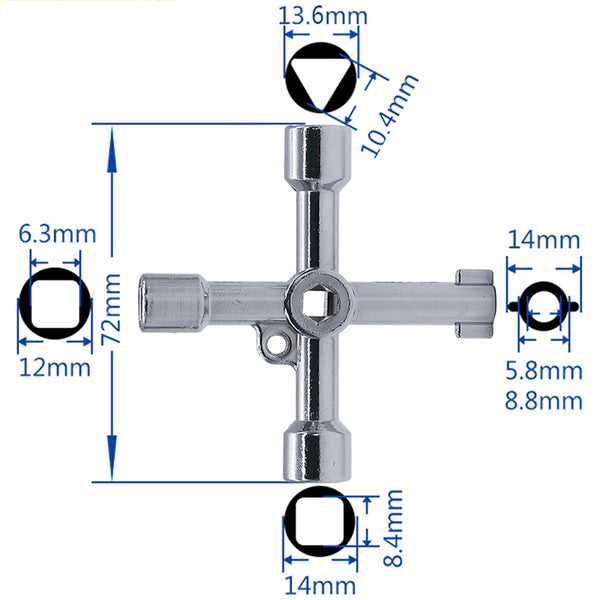 Multifunction 4 Ways Universal Triangle Wrench Key Plumber Keys Triangle For Gas Electric Meter Cabinets Bleed Radiators