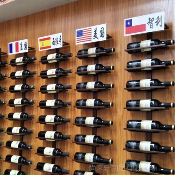 Iron Wall Mounted Wine Holder European-style Tilted/Straight Wine Rack Red Wine Champagne Bottle Display Stand Rack Organizer Main image