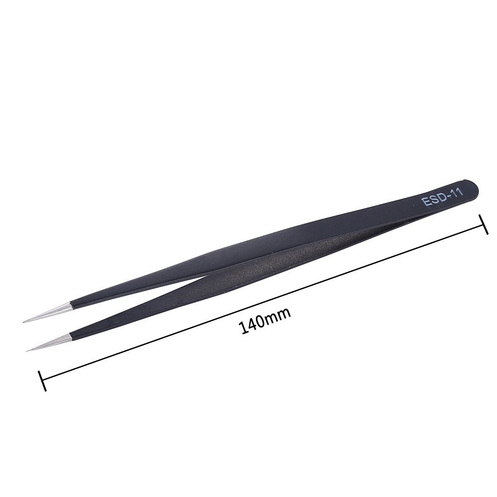 6Pcs Anti-static ESD Stainless Steel Tweezers Maintenance Tools Industrial Precision Curved Straight Tweezers Repair Tools