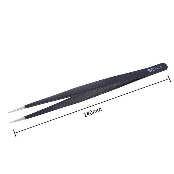 6Pcs Anti-static ESD Stainless Steel Tweezers Maintenance Tools Industrial Precision Curved Straight Tweezers Repair Tools