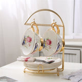 Pastoral Flower Bird Bone China Tea Cup Saucer Spoon Set 200ml British Cafe Porcelain Coffee Cup Advanced Ceramic Teacup