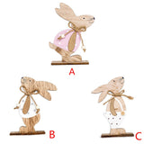 Miniatures Easter Decorations Wooden Rabbit Shapes Ornaments Craft Gifts