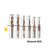 6pcs 1/4 Hex Shank HSS metric Thread tap HSS drill bits spiral trapezoidal tap  Hand Screw Taps M3 M4 M5 M6 M8 M1O tap sets