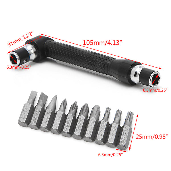 10 in 1 Socket Screwdriver L-shaped Angle Head Twin Wrench Driver Torx Flat Bit Screwdriver Set Parafusadeira 'lrz