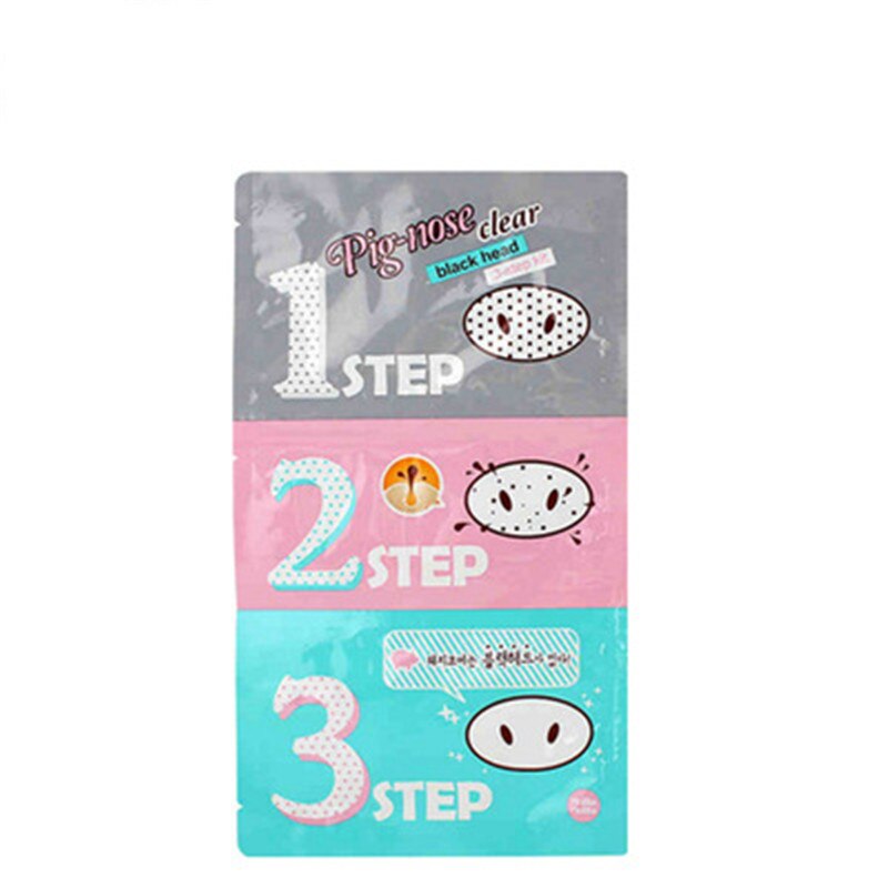 1 PC. Facial Skin Care Head Massage Clean Blackheads Remove Beauticians Pig Nose Acne Mask Stickers 3 Step Kit Black Main image