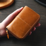 Cow Leather Wallet RFID Business Card Holder Men Zipper Blue Brown Credit Card Wallet carteira Male Portfele Retro tarjetero