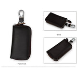 Genuine Leather Man Key Wallets Short Square Cowhide ID Card Holder Zipper Multi-function Car Keychain Housekeeper Key Organizer