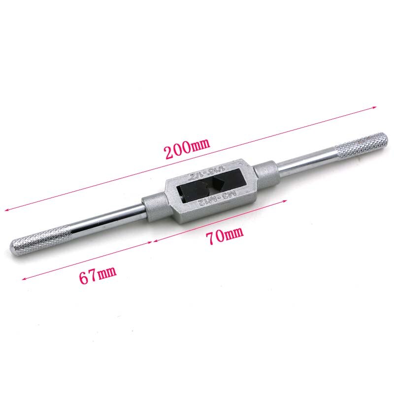 6pcs 3F Hand Screw Thread Metric Plug Tap Set M3 M4 M5 M6 M8 with Adjustable Tap Wrench 1/16-1/4"