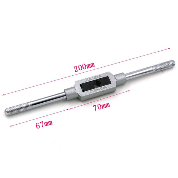 6pcs 3F Hand Screw Thread Metric Plug Tap Set M3 M4 M5 M6 M8 with Adjustable Tap Wrench 1/16-1/4"