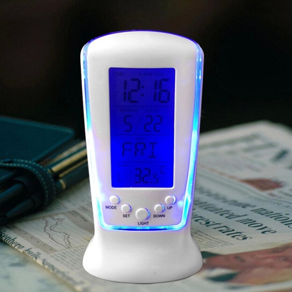 LED Digital Alarm Clock With Blue Backlight LCD Display Calendar Thermometer Desk Clock Reloj Despertador Electronic Watch