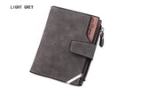 Men's Wallet Leather Short Carteira Vertical Locomotive British Casual Multi-function Card Bag Zipper Buckle Triangle Folding