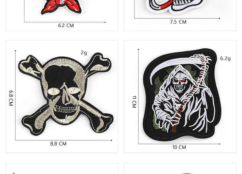 16 Pcs Mixed Iron On and Sew-On Patches For Clothing Embroidery Patch Skull Fabric Badge Stickers For Clothes Jeans Decoration