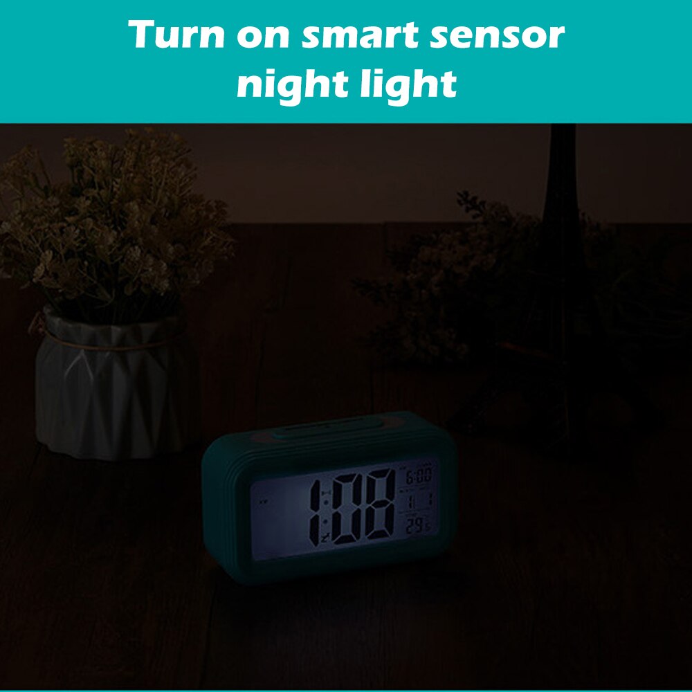 LED Digital Alarm Clock Electronic Smart Clocks Temperature & Calendar Snooze Function Alarm Clock Home Table Backlight Display