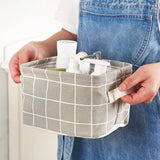 Desktop Storage Basket Cute Printing Waterproof Organizer Cotton Linen Sundries Storage Box Cabinet Underwear Storage Bag