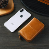 Cow Leather Wallet RFID Business Card Holder Men Zipper Blue Brown Credit Card Wallet carteira Male Portfele Retro tarjetero