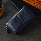 Cow Leather Wallet RFID Business Card Holder Men Zipper Blue Brown Credit Card Wallet carteira Male Portfele Retro tarjetero