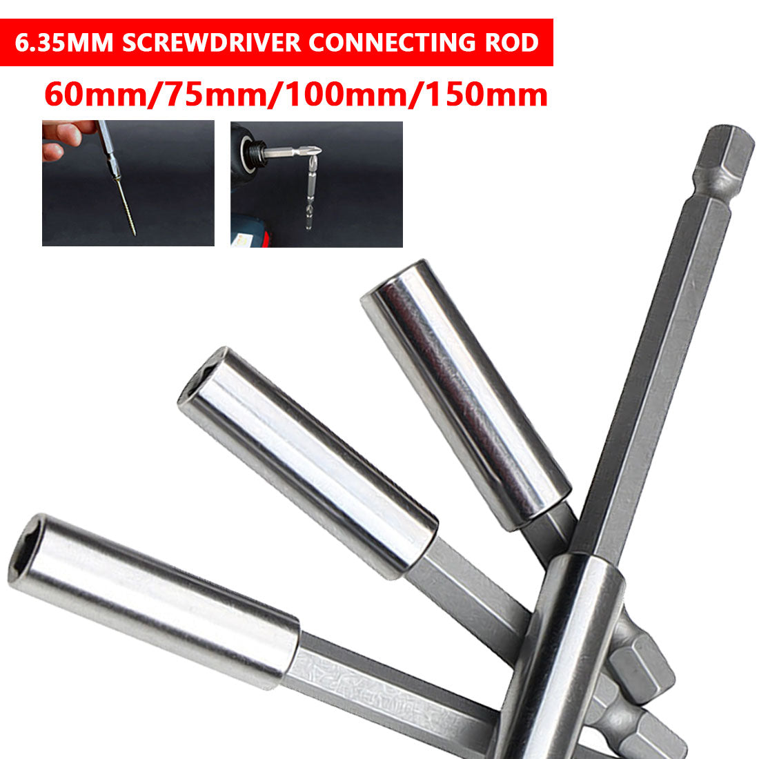 Extensions Quick Change Extension Bit Set 1/4" Hex Rod Shank Long Handle Screwdriver Tip Holder Hand Tool