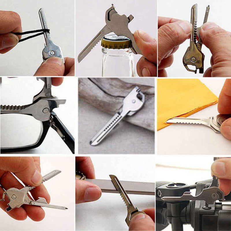 6 in1 Stainless Steel EDC Multi tool Keychain Utiliity Camping Swiss Pocket Survival Knife Utili-Key Multi Function Keys Knife Main image