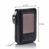 Men Genuine Leather Wallet Credit Card Holder Rfid Blocking Zipper Pocket New Carteira Business Card Holder Tarjetero Clutch Bag