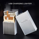 Anpro 2-in-1 Cigarette Case Box USB Rechargeable Lighter for Smoking Flameless Aluminum Alloy Windproof Lighter