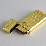 New Cigarette Lighters Gold Bar Shape Butane Gas Lighters Grinding Wheel Metal Kerosene Lighter Accessories Gadgets For Men Gift