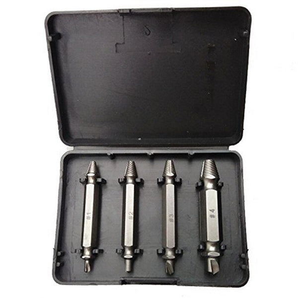 4pcs Screw Extractor Drill Bits Guide Set Broken Damaged Bolt Remover Double Ended Damaged Screw Extractor