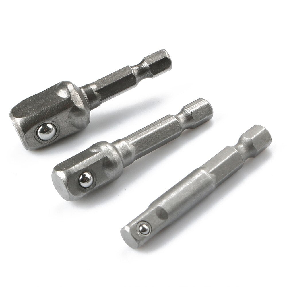 3 PCS Hex Shank Wrench Drive Power Drill Socket Drill Adapter Socket Extension Bit Adaptor Set 1/4 3/8 1/2 screwdriver tools