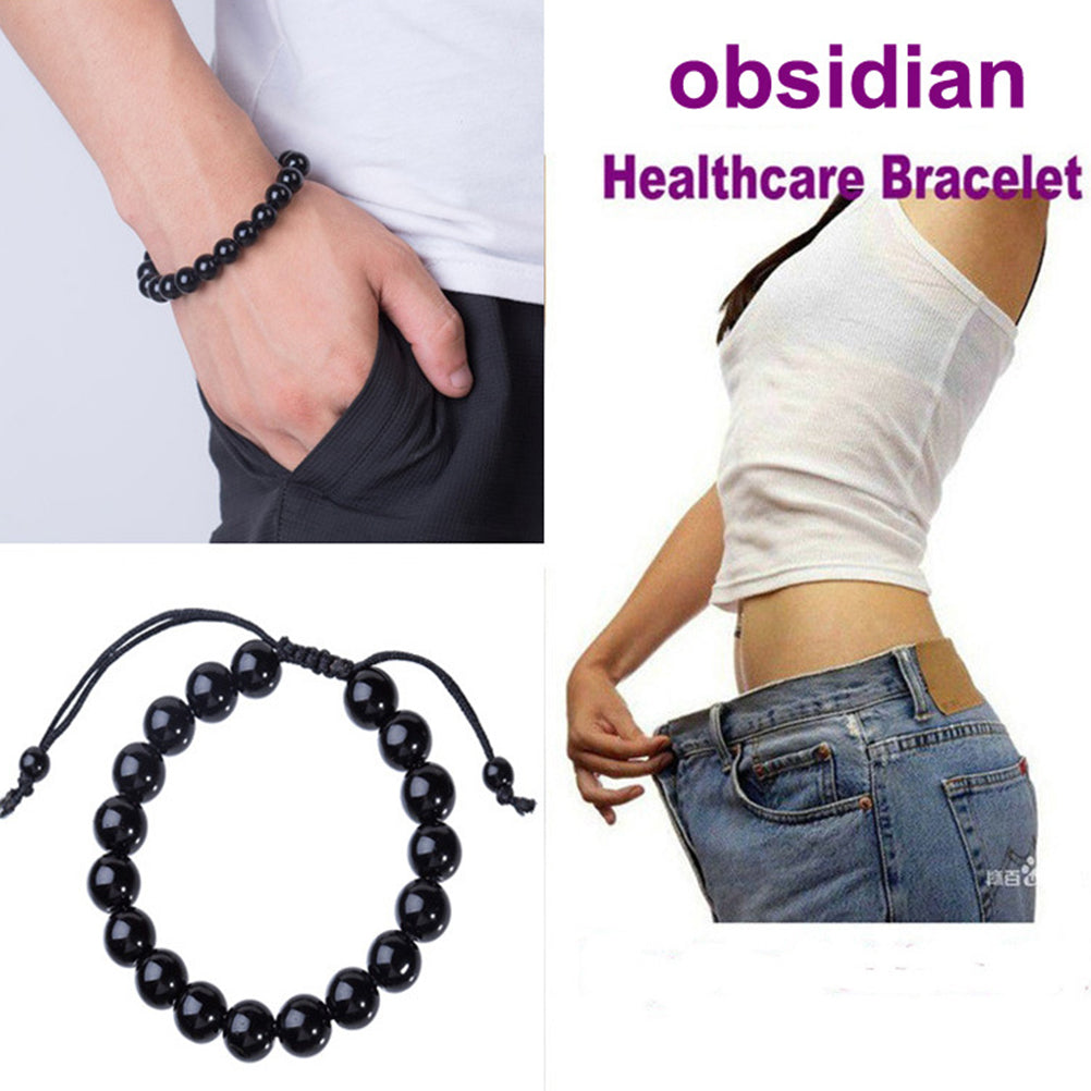 Natural Stone Black Obsidian Magnetic Therapy Bracelet Weight Loss Unisex Slimmy Health Care Bracelet Secondary image