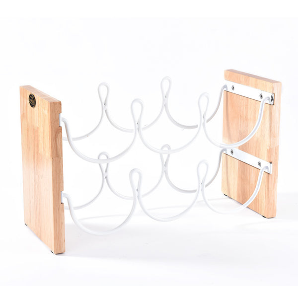 Solid Wood Double Layer Red Wine Rack Wrought Iron Restaurant Decoration Wine Frame Stacking Wine Bar Bottle Storage Rack