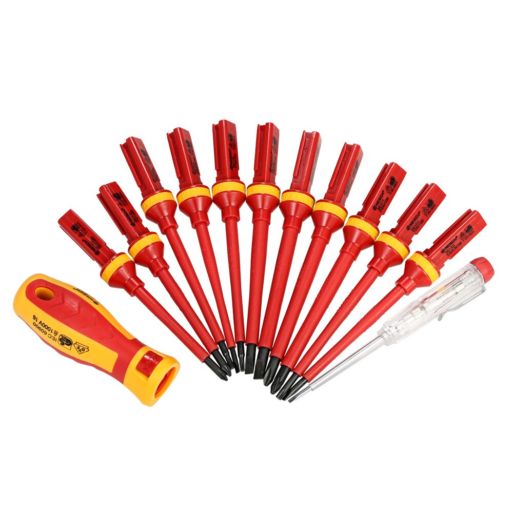 13pcs 1000V hand tools multitool Insulated Screwdrivers Set + Magnetic Slotted Phillips Pozidriv Torx Bits electrician tools