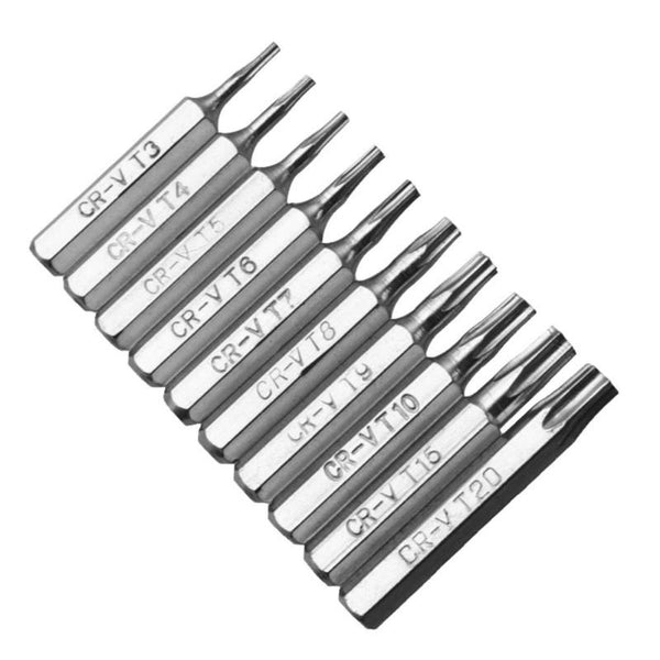 10pcs CR-V Torx Bits Set Screwdriver Drill Bit Hex Torx Repair Mobile Phone Bit T3 T4 T5 T6 T7 T8 T9 T10 T15 T20