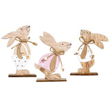Miniatures Easter Decorations Wooden Rabbit Shapes Ornaments Craft Gifts