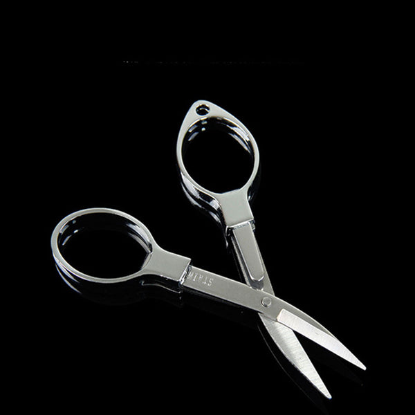 Silver Mini Stainless Steel Folding Keychain Fishing Scissors Glass Shaped Cutter Camping Tool Fishing Pliers Hook Scissors