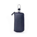 Genuine Leather Man Key Wallets Short Square Cowhide ID Card Holder Zipper Multi-function Car Keychain Housekeeper Key Organizer