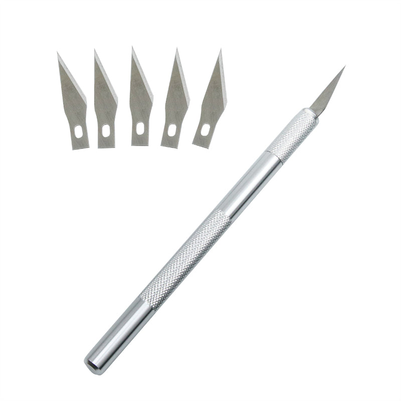 Non-Slip Metal Scalpel Knife Tools Kit Cutter Engraving Craft knives + 5pcs Blades Mobile Phone PCB DIY Repair Hand Tools