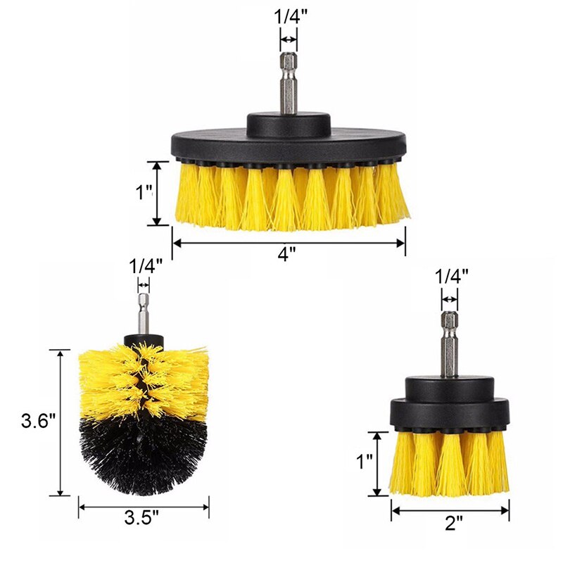 3pcs 2/3.5/4 inch Drill  Scrub Clean Brush For Leather Plastic Wooden Furniture Car Interiors Cleaning Power Scrub Power Drill Secondary image
