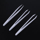 6pcs/set Carbon Fiber Plastic Tweezers Antistatic Straight Curved Anti-static Tweezers White Color Hand Tool