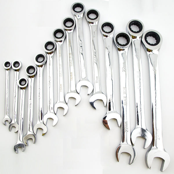 Ratchet Combination Metric Wrench Set Fine Tooth Gear Ring Torque and Socket Wrench Set Nut Tools for Repair A Set of Wrench