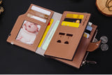 Men's Wallet Leather Short Carteira Vertical Locomotive British Casual Multi-function Card Bag Zipper Buckle Triangle Folding