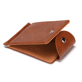 RFID Card Holder Wallet Men Short Money Clip Wallet Metal Leather Slim Male Card Organizer Minimalist Carteras Hombre Tarjetero