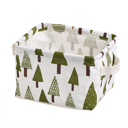 Desktop Storage Basket Cute Printing Waterproof Organizer Cotton Linen Sundries Storage Box Cabinet Underwear Storage Bag