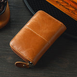 Cow Leather Wallet RFID Business Card Holder Men Zipper Blue Brown Credit Card Wallet carteira Male Portfele Retro tarjetero