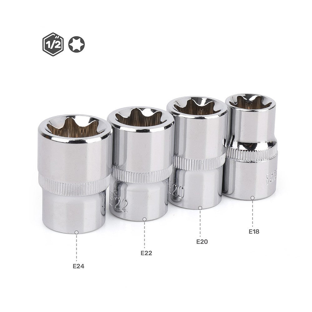 1/4" 3/8" 1/2 E-Socket Sockets Set Adapter Torx Star Bit Repair Hand Tools Head for Torque Spanner Ratchet Socket Wrench