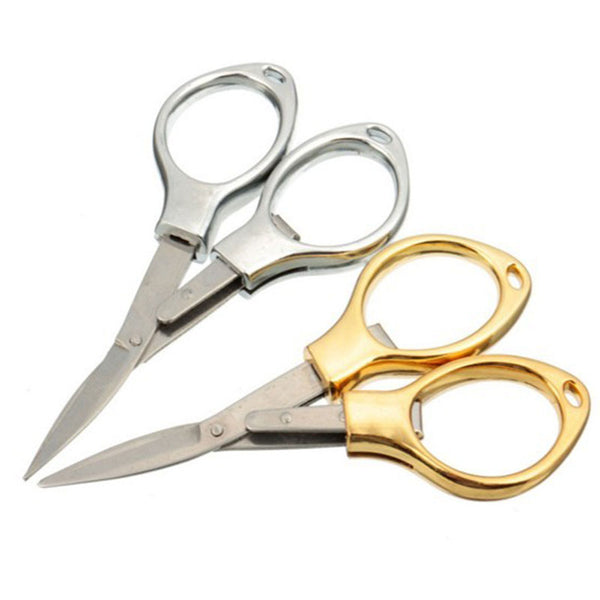 Silver Mini Stainless Steel Folding Keychain Fishing Scissors Glass Shaped Cutter Camping Tool Fishing Pliers Hook Scissors