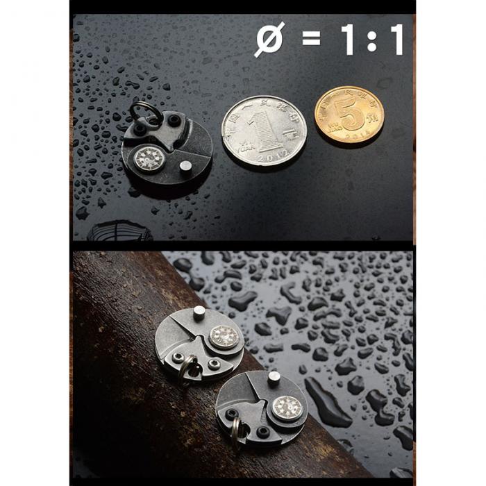 Mini Pocket Knives Outdoor Self-defense EDC Tools Coin Round Steel Folding Blade Knife Portable Gadget KeyRing Pendant Hand Tool