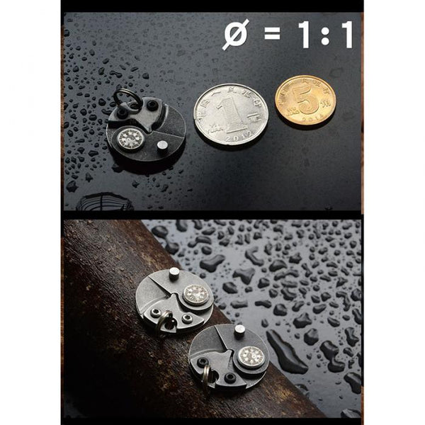 Mini Pocket Knives Outdoor Self-defense EDC Tools Coin Round Steel Folding Blade Knife Portable Gadget KeyRing Pendant Hand Tool