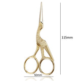 Stainless Steel Retro Tailor Scissor Crane Shape Sewing Small Embroidery Craft CrossStitch Scissors DIY Home Tools (Golden)