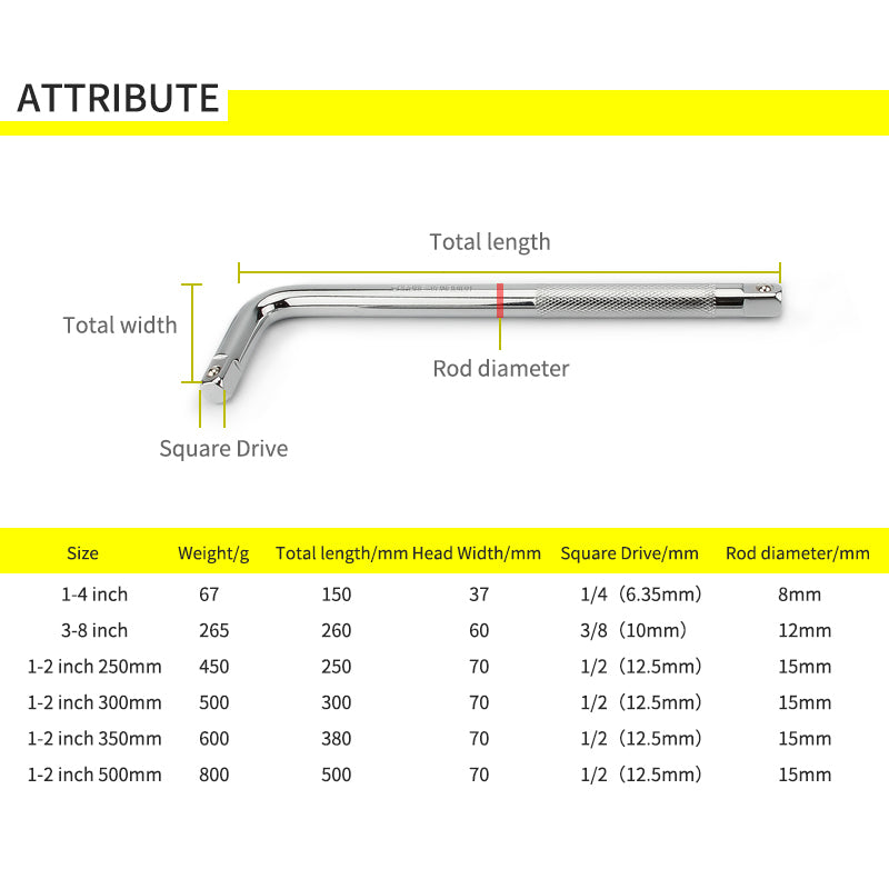L Type Socket Bent Bar 250mm 300mm 350mm 500mm L-Handle Sockets Wrench Hand Tools 10" 12" 14" 20" Curved Rod Secondary image