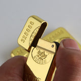New Cigarette Lighters Gold Bar Shape Butane Gas Lighters Grinding Wheel Metal Kerosene Lighter Accessories Gadgets For Men Gift